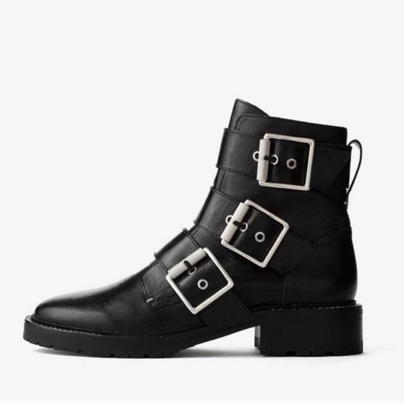 rag & bone Shoes - rag & bone Black Triple Buckle Combat Boots